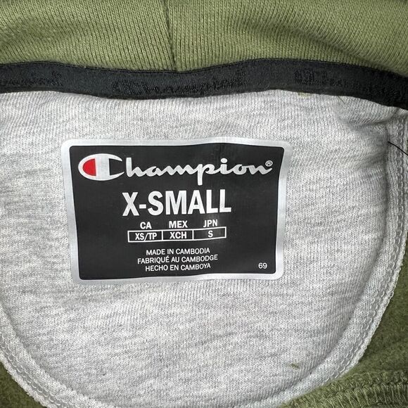 New Champion Men Olive Hood Super Fleece Activewear Pullover Long Sleeve US XS - Picture 8 of 9